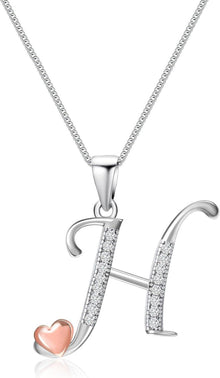 Initialen-Halskette aus 925er Sterling-Silber mit Zirkonia