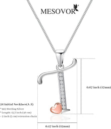 Mesovor Initiale Kette Silber 925 Zirkonia 15,7 Zoll Damen