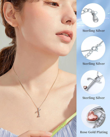 Initialen-Halskette Sterling-Silber Zirkonia Herz 925