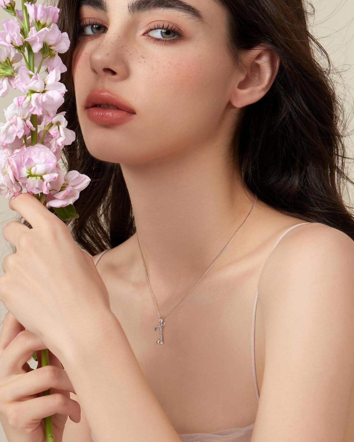 Mesovor Initiale Kette Silber 925 Zirkonia Damen Mädchen Geschenke