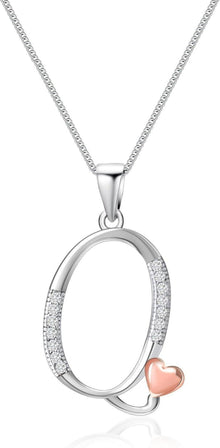 Initialen-Halskette 925er Sterlingsilber Zirkonia Buchstabe-Q