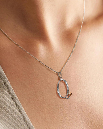 Mesovor Initiale Kette Silber 925 Zirkonia Buchstabe-Q