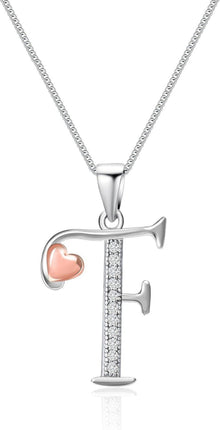 Initiale Kette 925 Sterlingsilber Zirkonia Herzanhänger