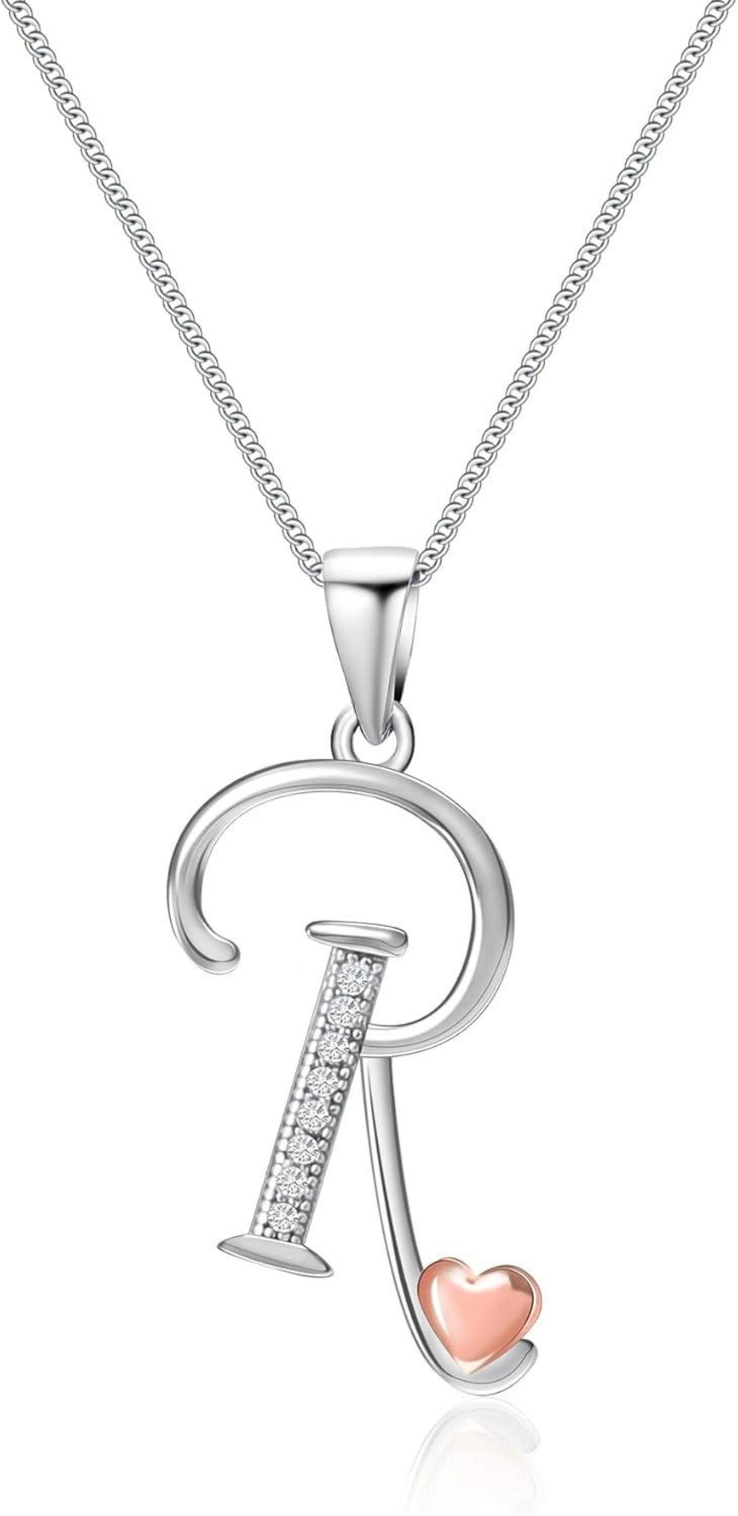 Initialen-Halskette 925 Sterlingsilber Zirkonia Buchstabe-R