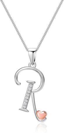 Initialen-Halskette 925 Sterlingsilber Zirkonia Buchstabe-R
