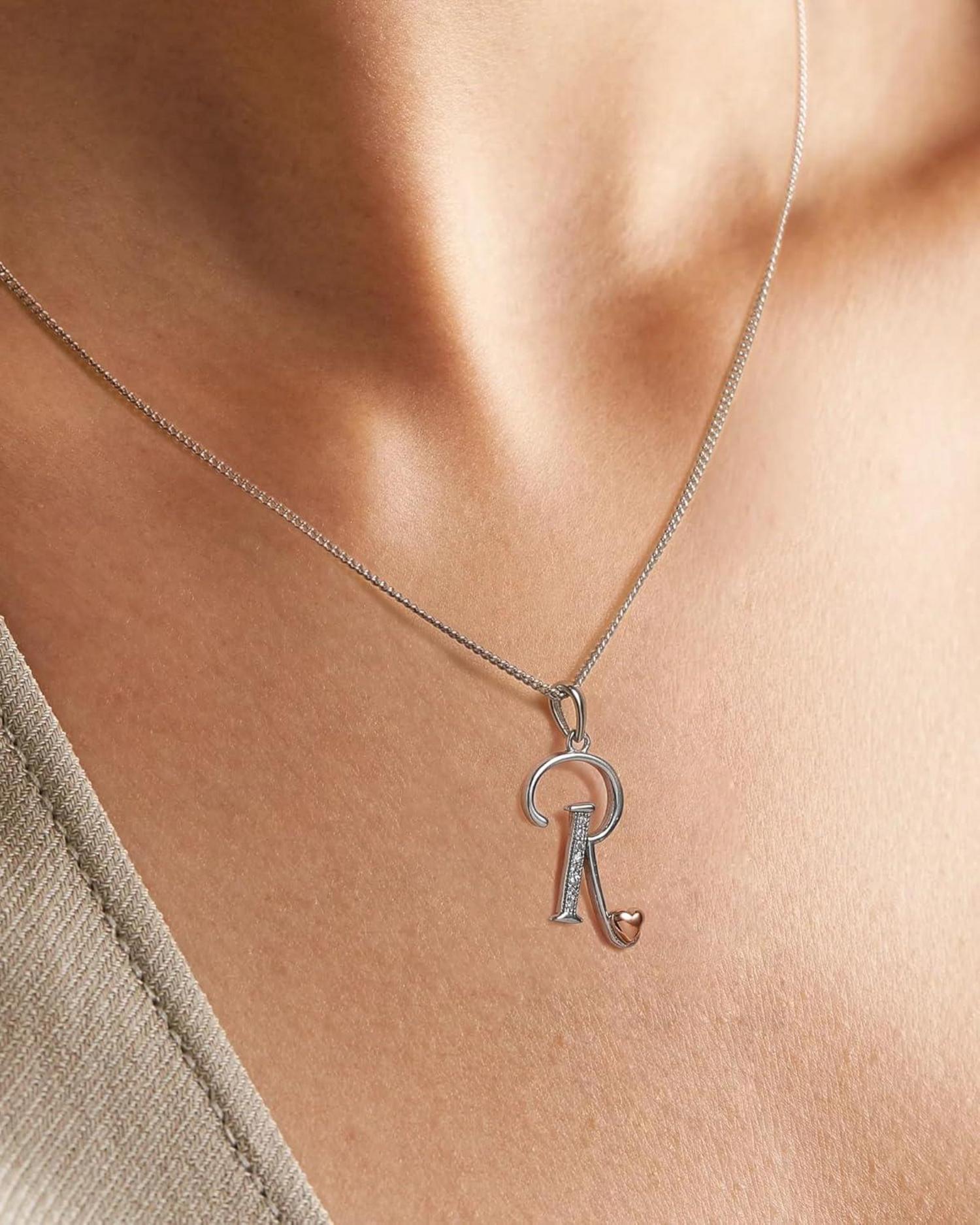 Initiale Kette 925 Sterling Silber Zirkonia Buchstaben-Halskette