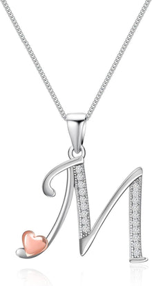 Initiale Kette Silber 925 mit Zirkonia | Sterling-Silber-Halskette