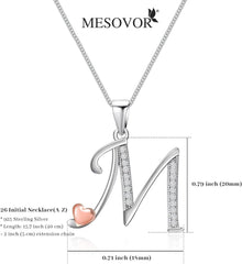 Mesovor Initiale Kette Silber 925 Damen Mädchen Zirkonia