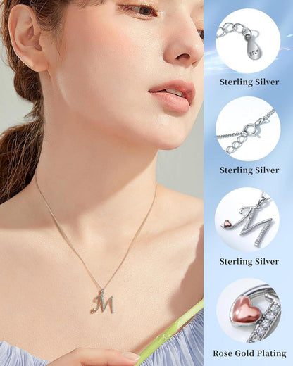 Initiale Kette Silber 925 mit Zirkonia | Sterling-Silber-Halskette