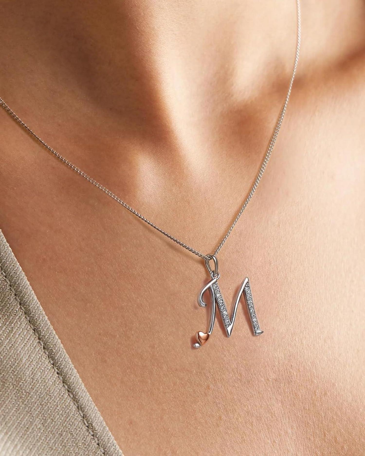 Personalisierte Initiale Kette 925 Silber Zirkonia Damen Mädchen A