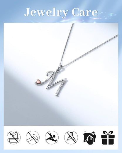 Initialen-Halskette Sterling Silber 925 Zirkonia Schmuck Damen Mädchen