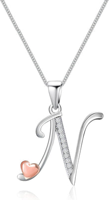 Initialen-Halskette aus 925er Sterlingsilber mit Zirkonia