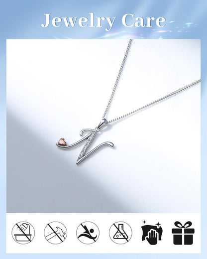 Initialen-Halskette aus 925er Sterlingsilber mit Zirkonia