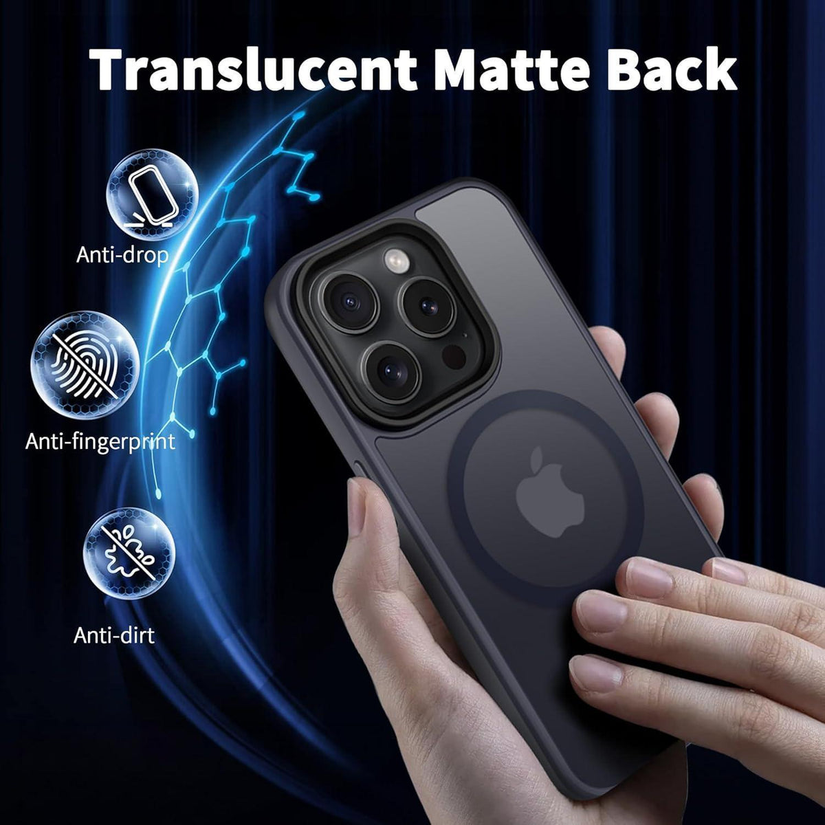 iPhone 15 Pro Max Hülle mit MagSafe, Kameraschutz, Dunkel Blau