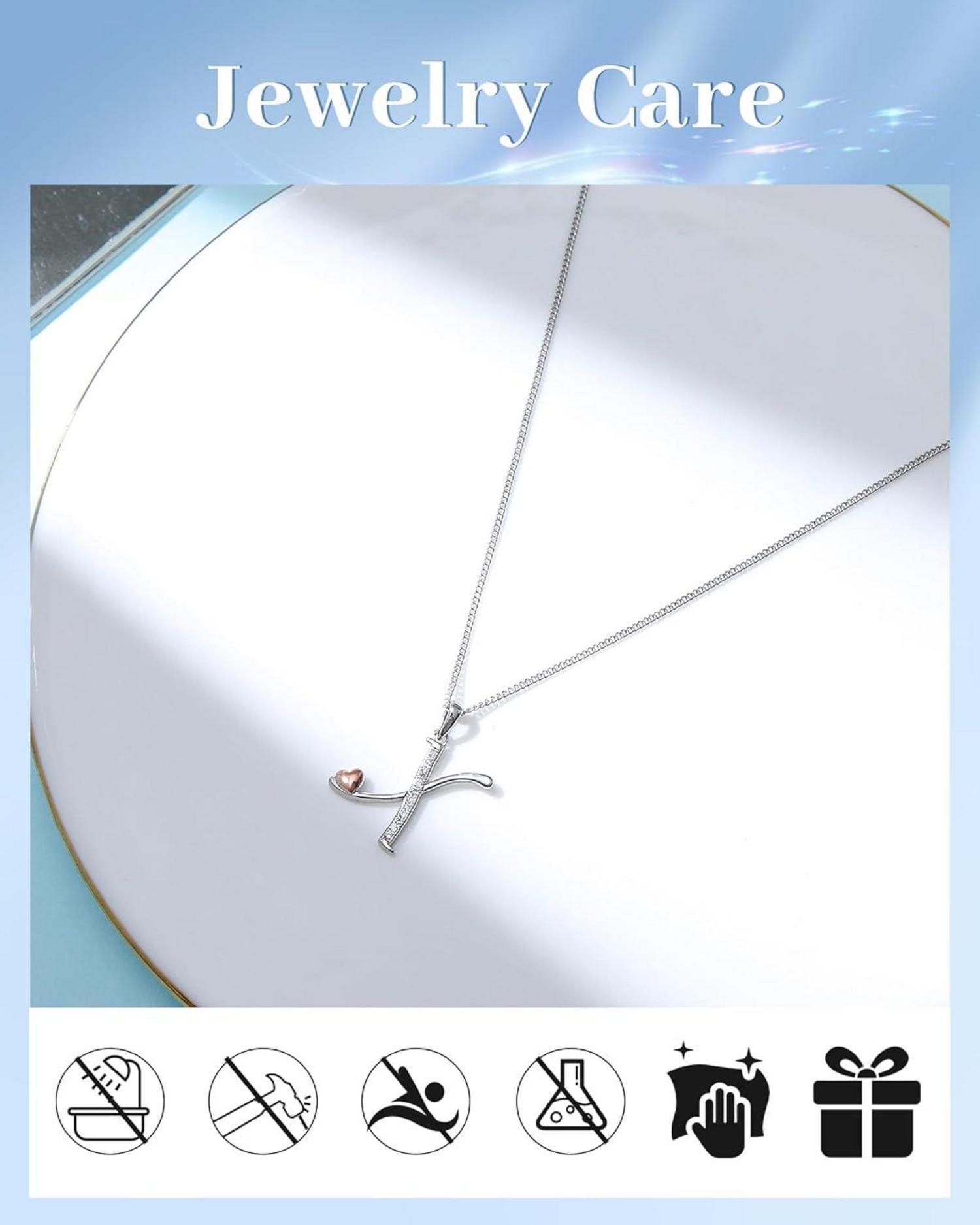 Initiale Kette Silber 925 Zirkonia Schmuck Damen Mädchen