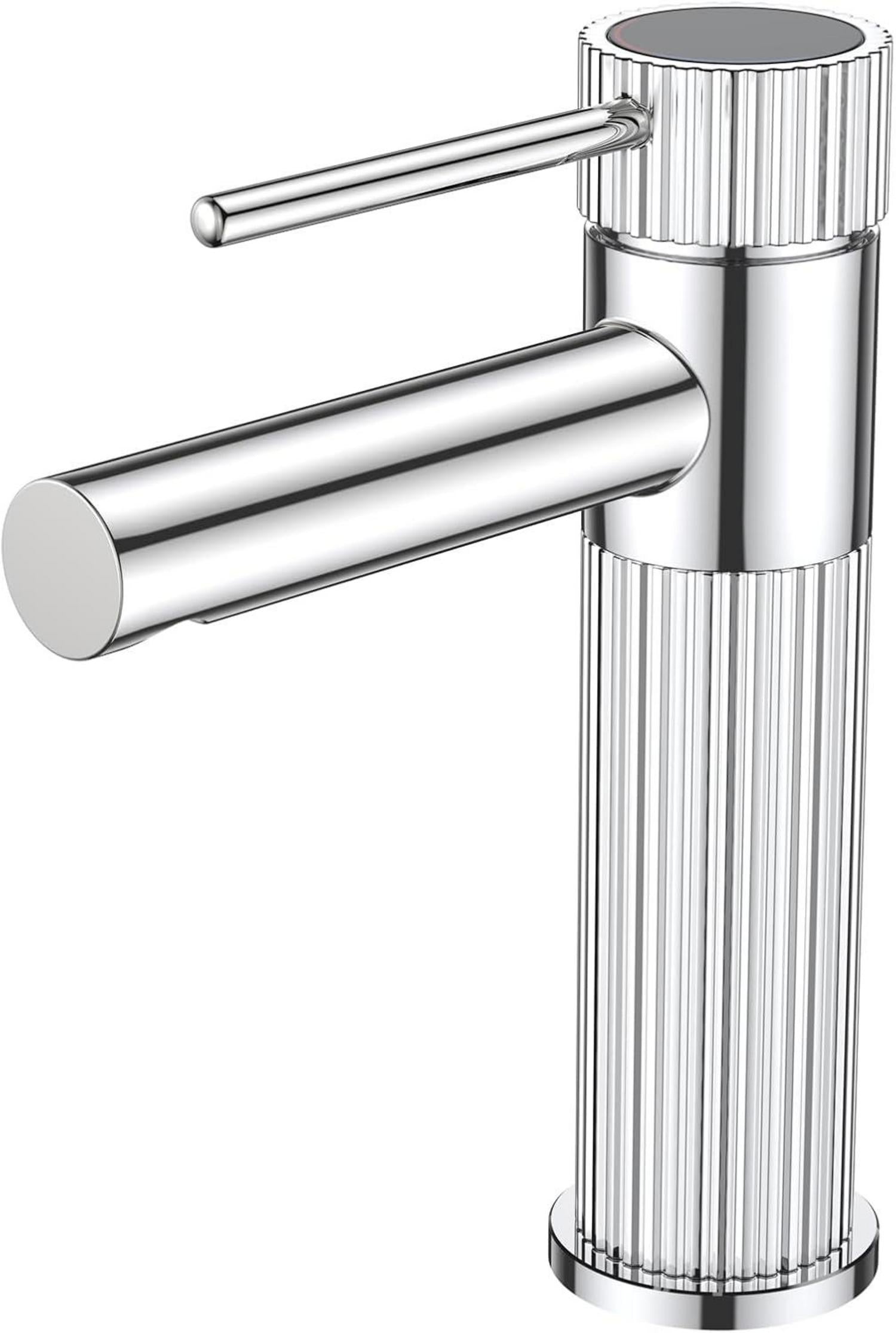 Moderne Waschtischarmatur Edelstahl mit Auslaufhöhe 120mm