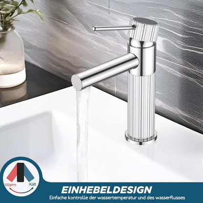 FORIOUS Wasserhahn Bad Edelstahl Einhebelmischer Chrom 120mm