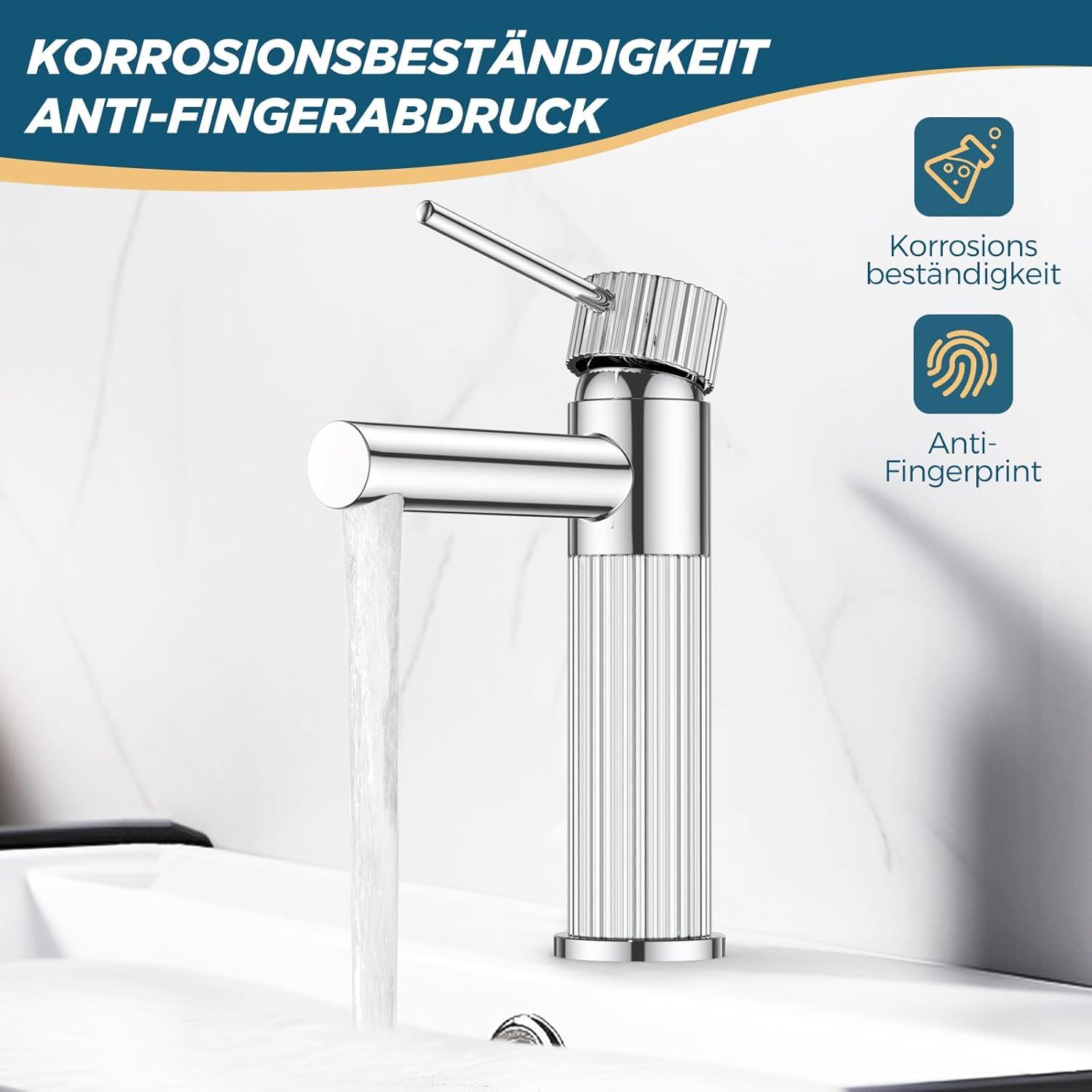 Waschtischarmatur Wasserhahn Bad Auslaufhöhe 120mm Edelstahl