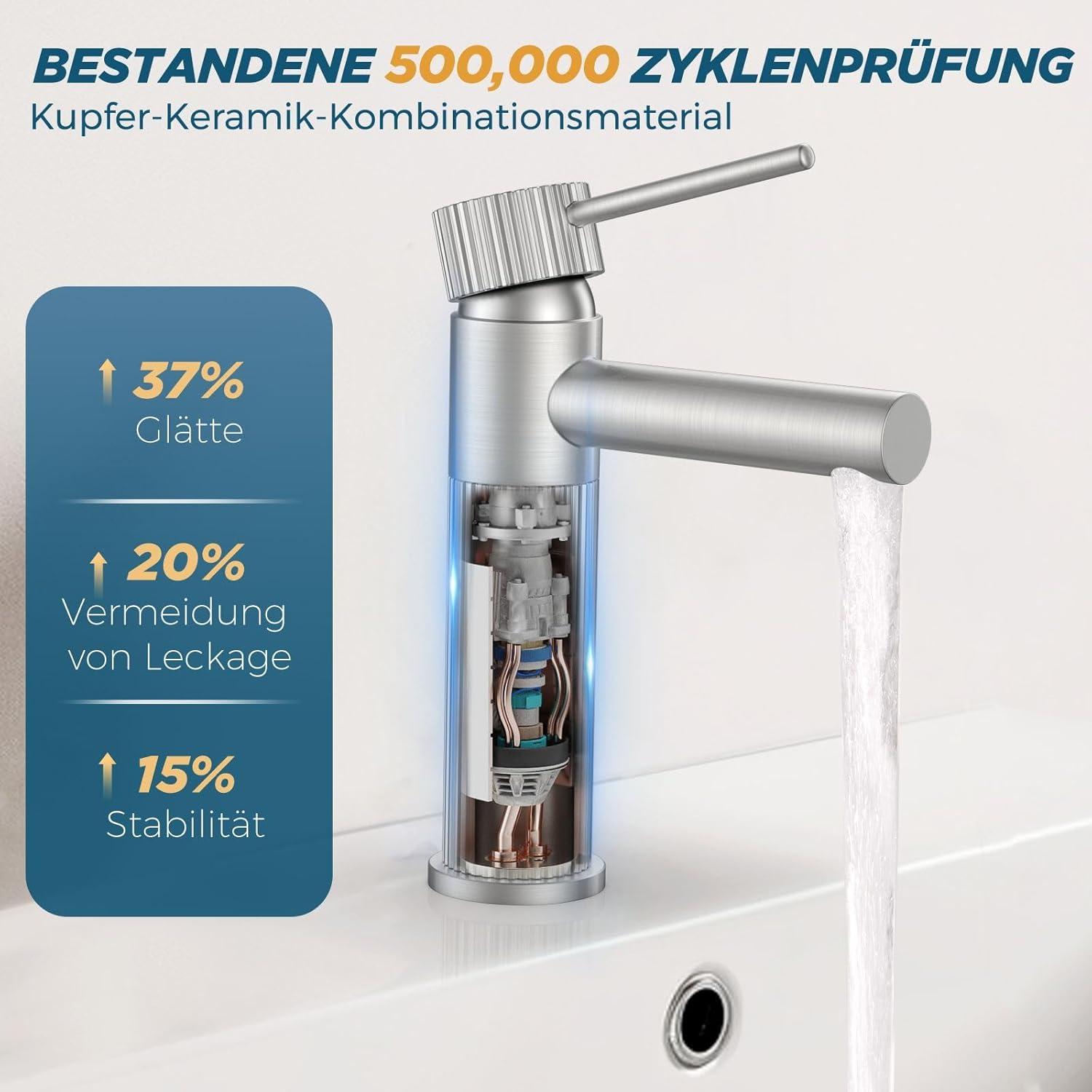 FORIOUS Wasserhahn Bad Auslaufhöhe 120mm Edelstahl Einhebelmischer