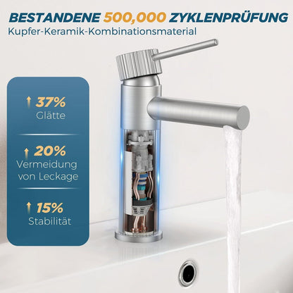 FORIOUS Wasserhahn Bad Auslaufhöhe 120mm Edelstahl Einhebelmischer