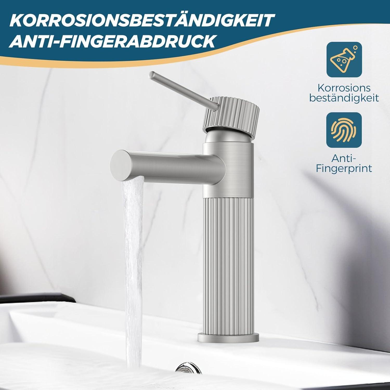 Waschtischarmatur mit Auslaufhöhe 120mm Edelstahl Einhebelmischer