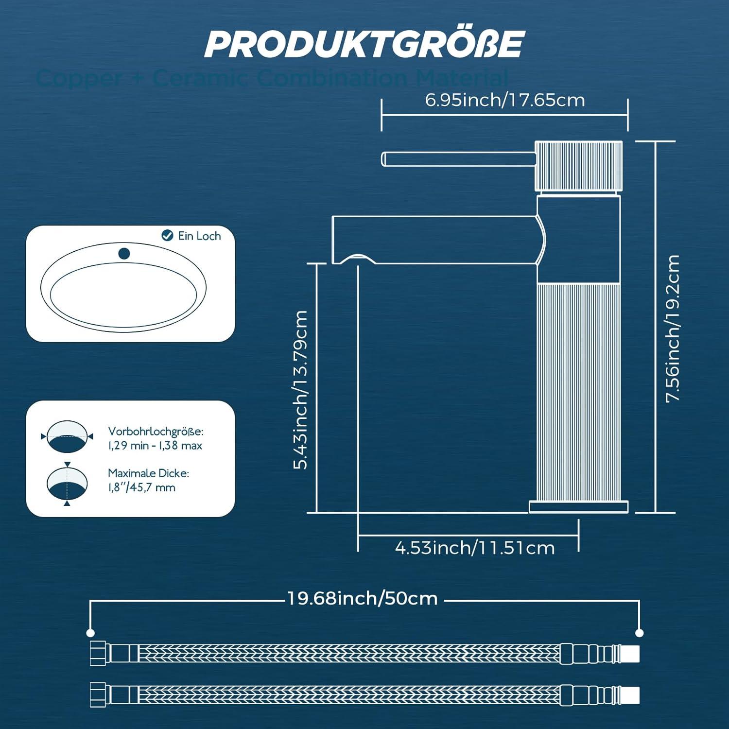 FORIOUS Wasserhahn Bad mit Auslaufhöhe 120 mm, Edelstahl Einhebelmischer Mischbatterie