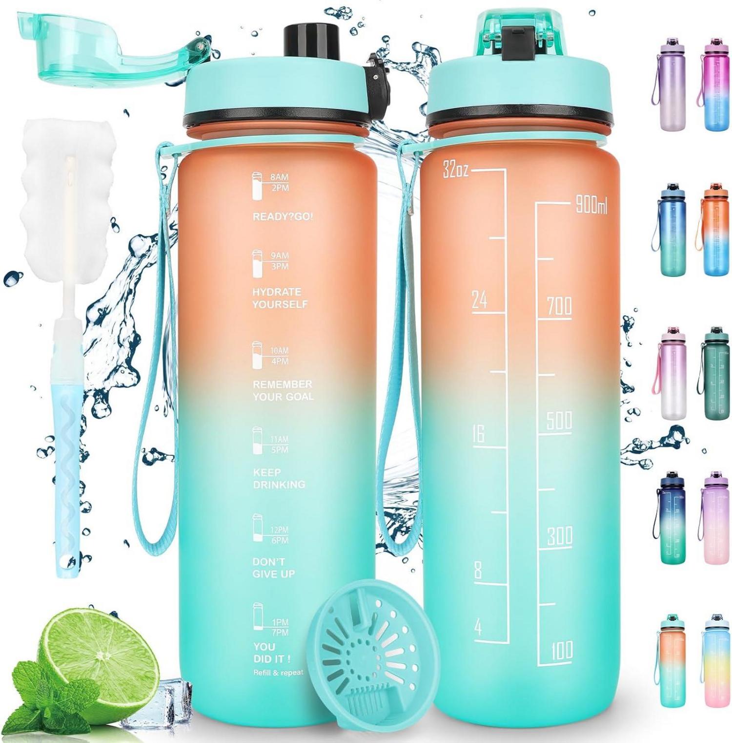 Sport Trinkflasche mit Zeitmarker 1L - Motivierende Wasserflasche