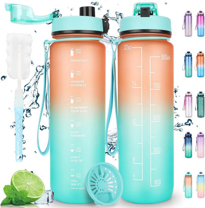 Sport Trinkflasche mit Zeitmarker 1L - Motivierende Wasserflasche
