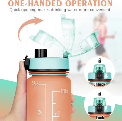 Sport Trinkflasche mit Zeitmarker 1L - Motivierende Wasserflasche