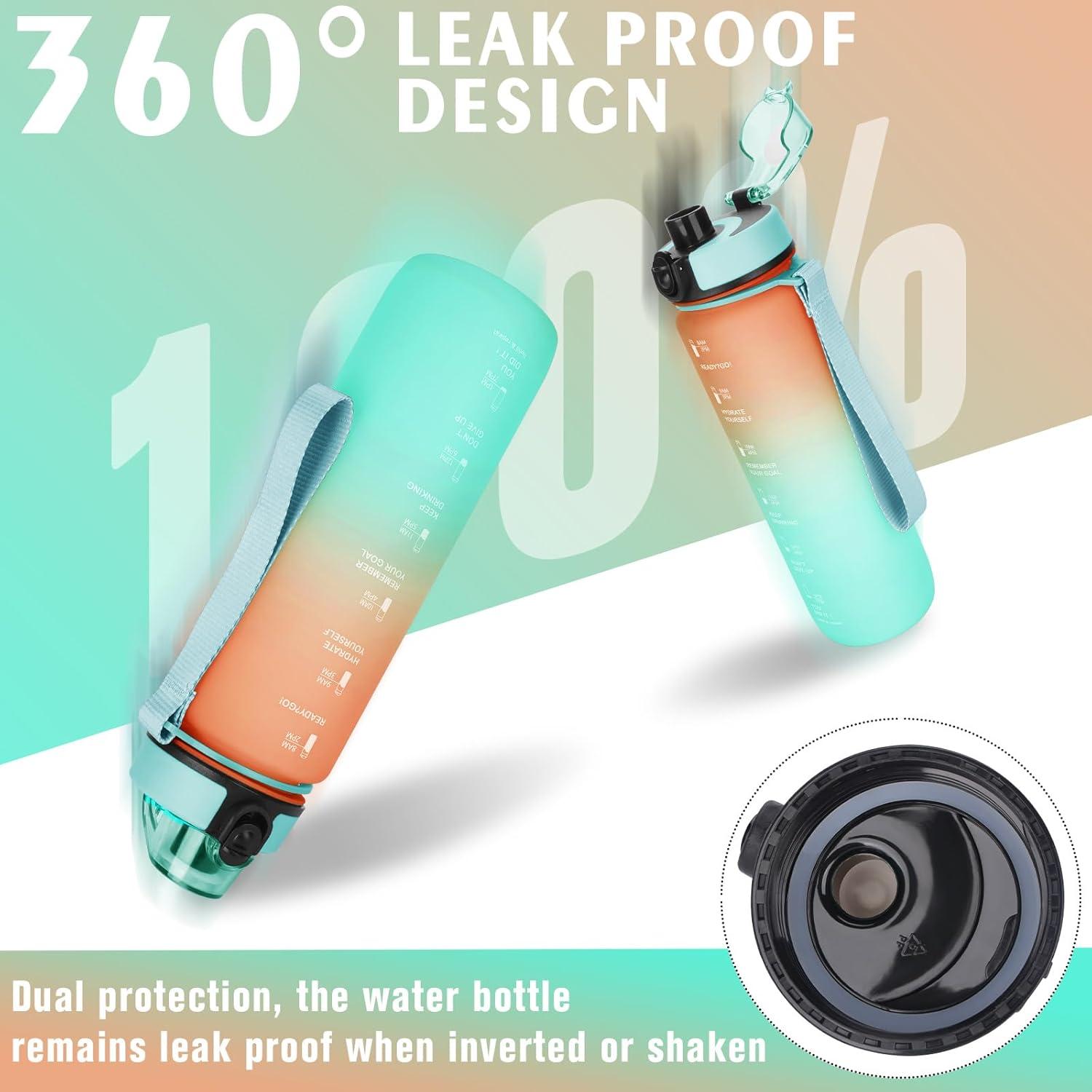 AOPREL Trinkflasche 1L Sport Wasserflasche Auslaufsicher Motivierend Camping