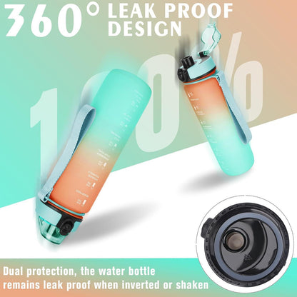 AOPREL Trinkflasche 1L Sport Wasserflasche Auslaufsicher Motivierend Camping