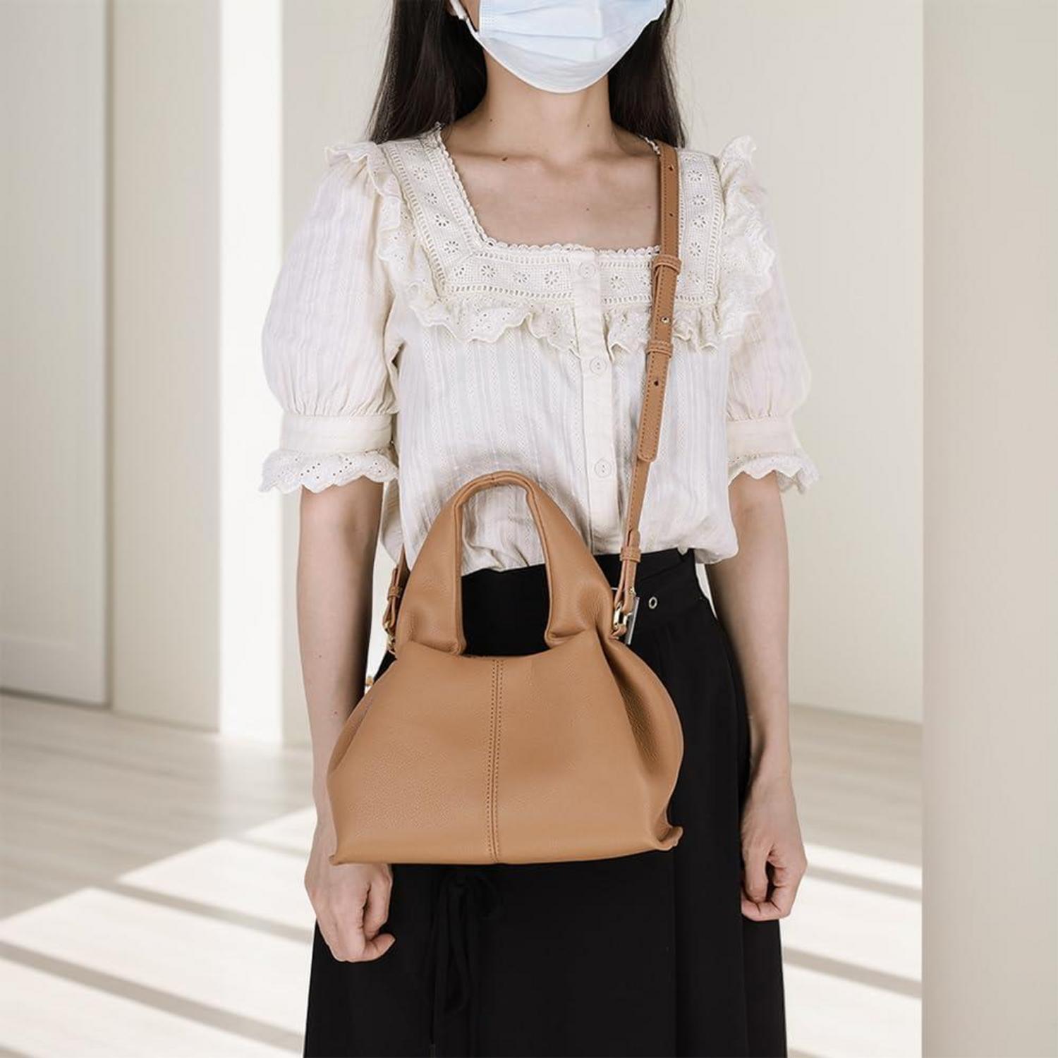 Kleine Handtasche Damen PU Leder Vintage Umhängetasche Braun