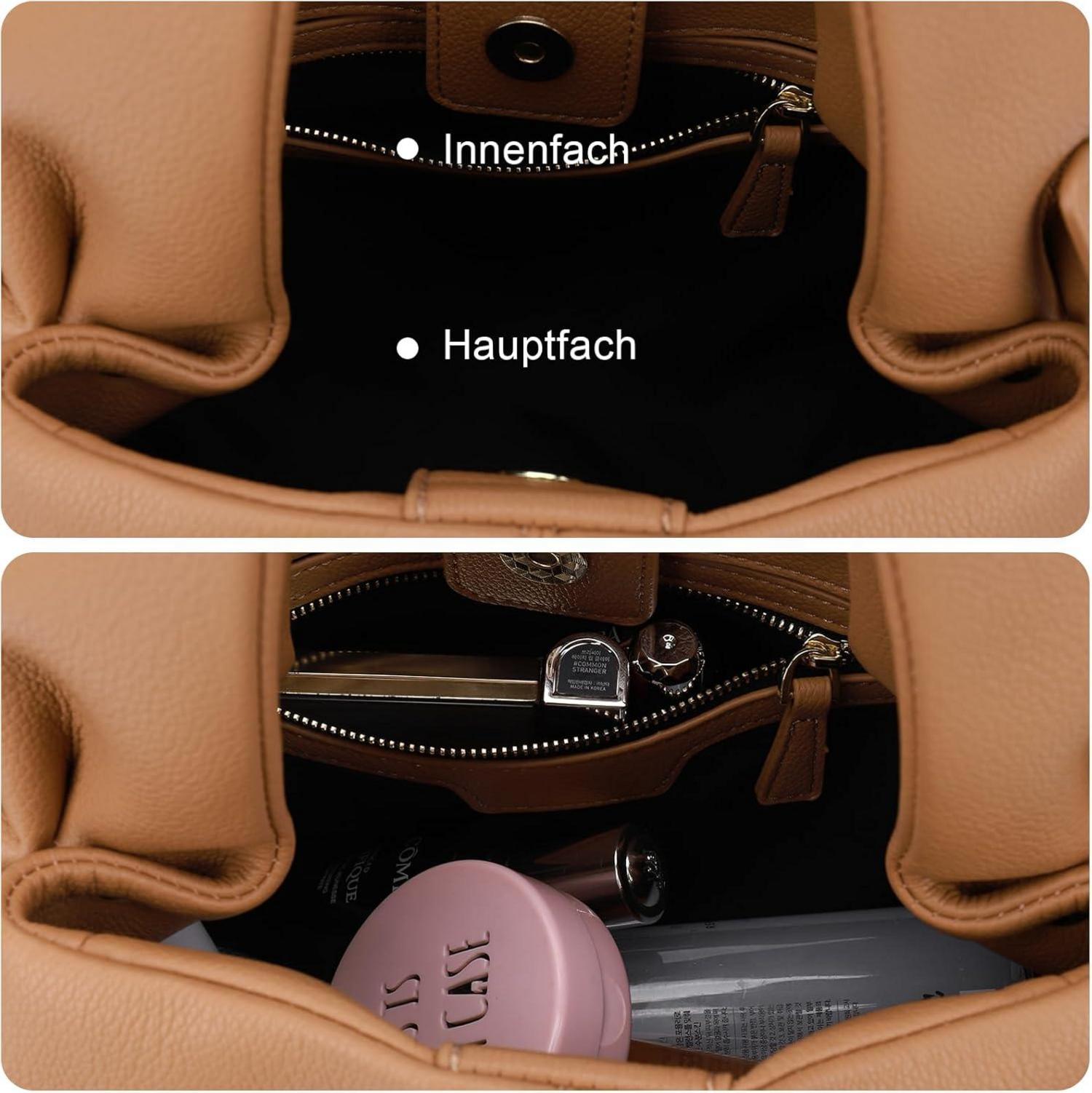 Kleine Damen Handtasche PU Leder Vintage Umhängetasche Schultertasche Beuteltasche Braun