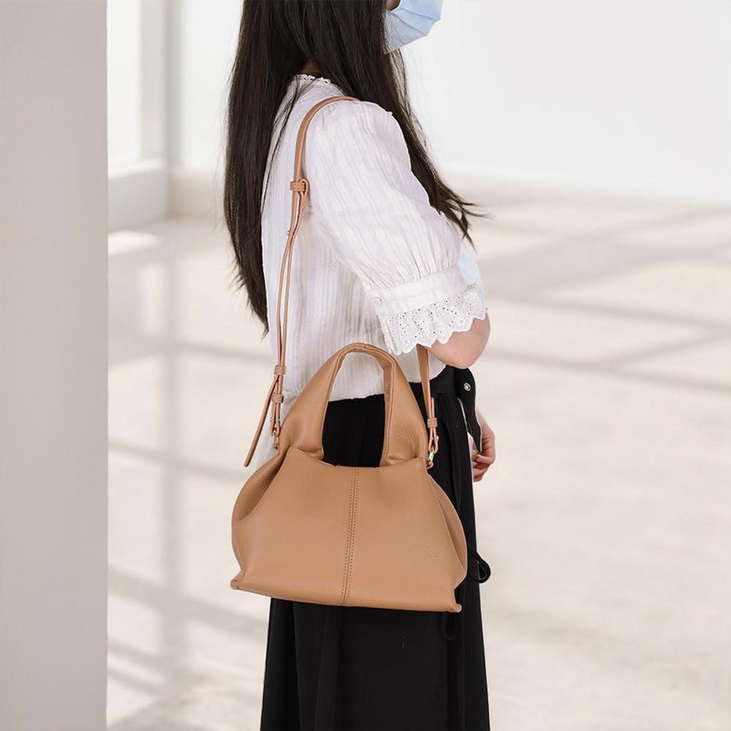 Kleine PU-Leder Umhängetasche Damen Vintage Clutch Einfarbig Braun