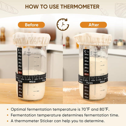 Sauerteig Starter Set 650ml Glas Thermometer Brot Zubehör