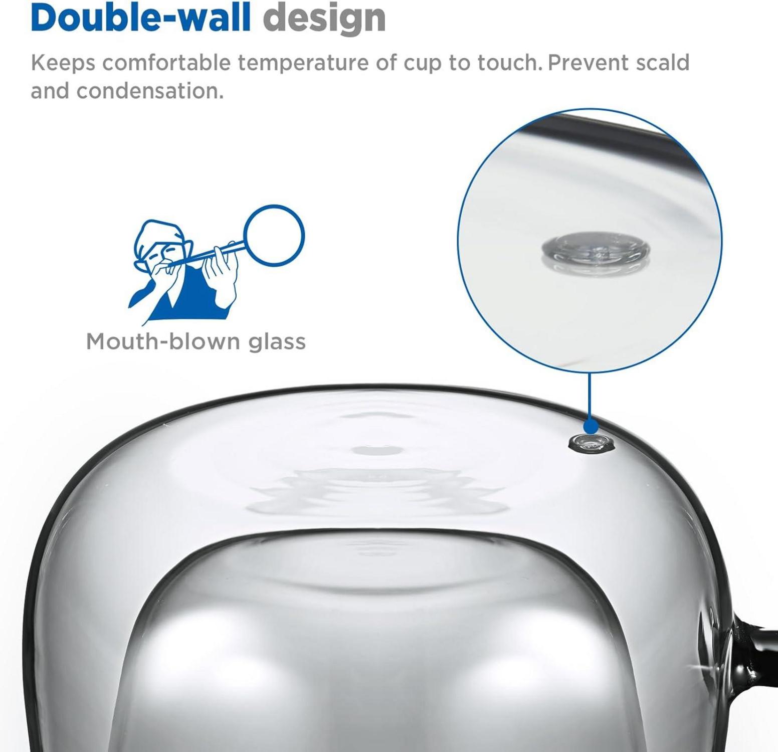 Doppelwandige Kaffeegläser 350ml 2er Set für Latte Macchiato in Schwarz