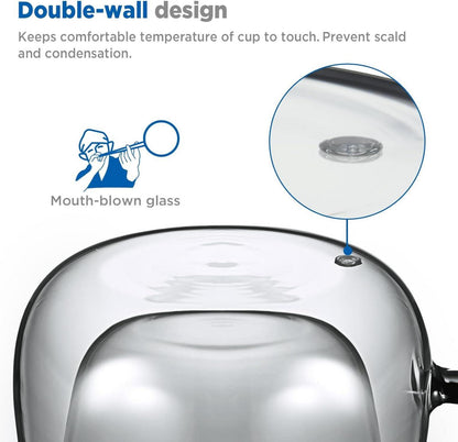 Doppelwandige Kaffeegläser 350ml 2er Set für Latte Macchiato in Schwarz