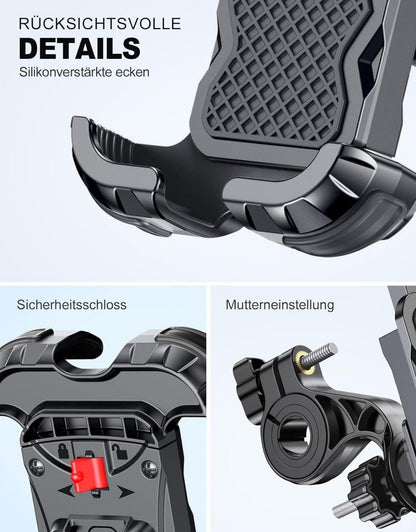 Universal Handyhalterung Fahrrad 360° Drehbar Schwarz 4,7-6,8 Zoll