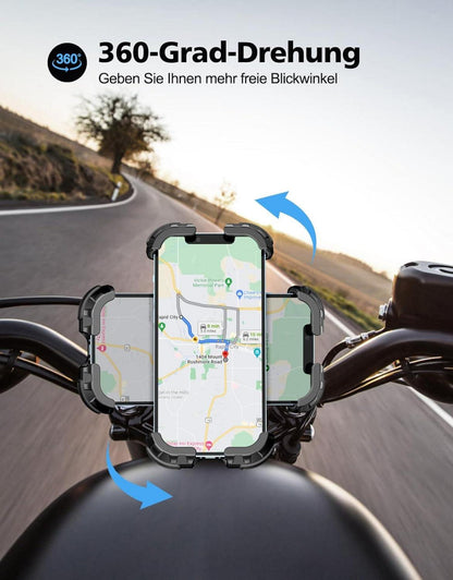 Glangeh Handyhalterung Motorrad Fahrrad 360° Drehbar für 4,7-6,8 Zoll Smartphone Schwarz