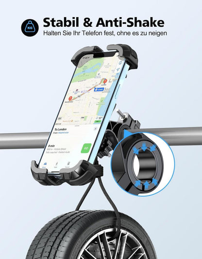 Universal Handyhalterung Fahrrad Motorrad 360° Drehbar 4,7-6,8 Zoll Schwarz