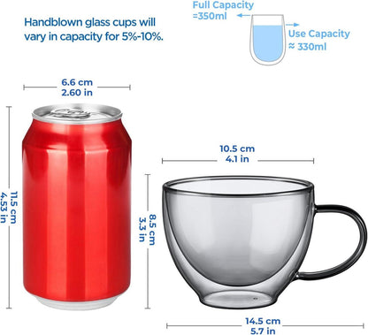 Doppelwandige Kaffeegläser 350ml Latte Macchiato Gläser 2er Set