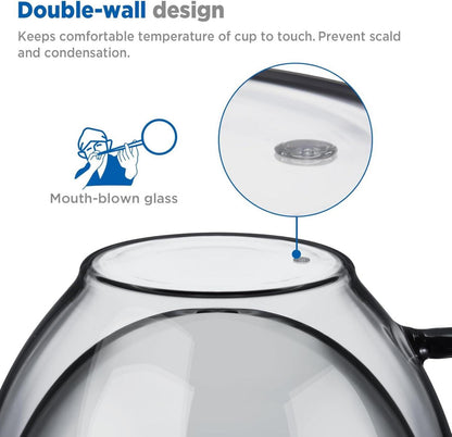 ecooe Doppelwandige Kaffeegläser 350ml Latte Macchiato Teegläser 2er Set Schwarz Borosilikatglas