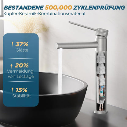 Moderne Edelstahl Waschtischarmatur 250mm Auslaufhöhe, Wassersparend
