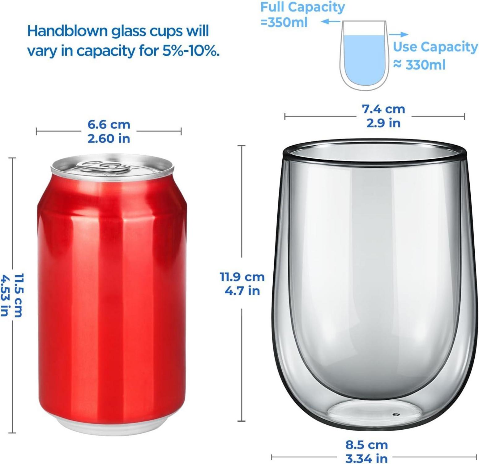 Doppelwandige Kaffeegläser Latte Macchiato Gläser 2er Set - 350ml