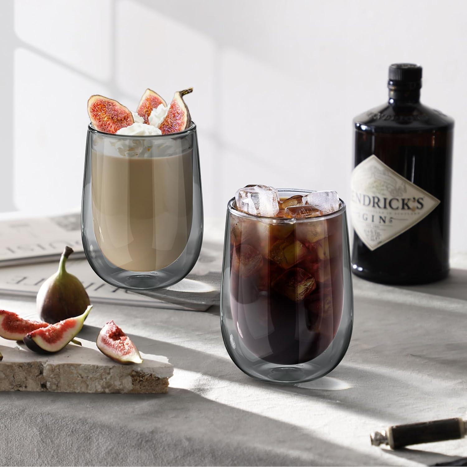 Doppelwandige Kaffeegläser 350ml Latte Macchiato 2er Set Schwarz