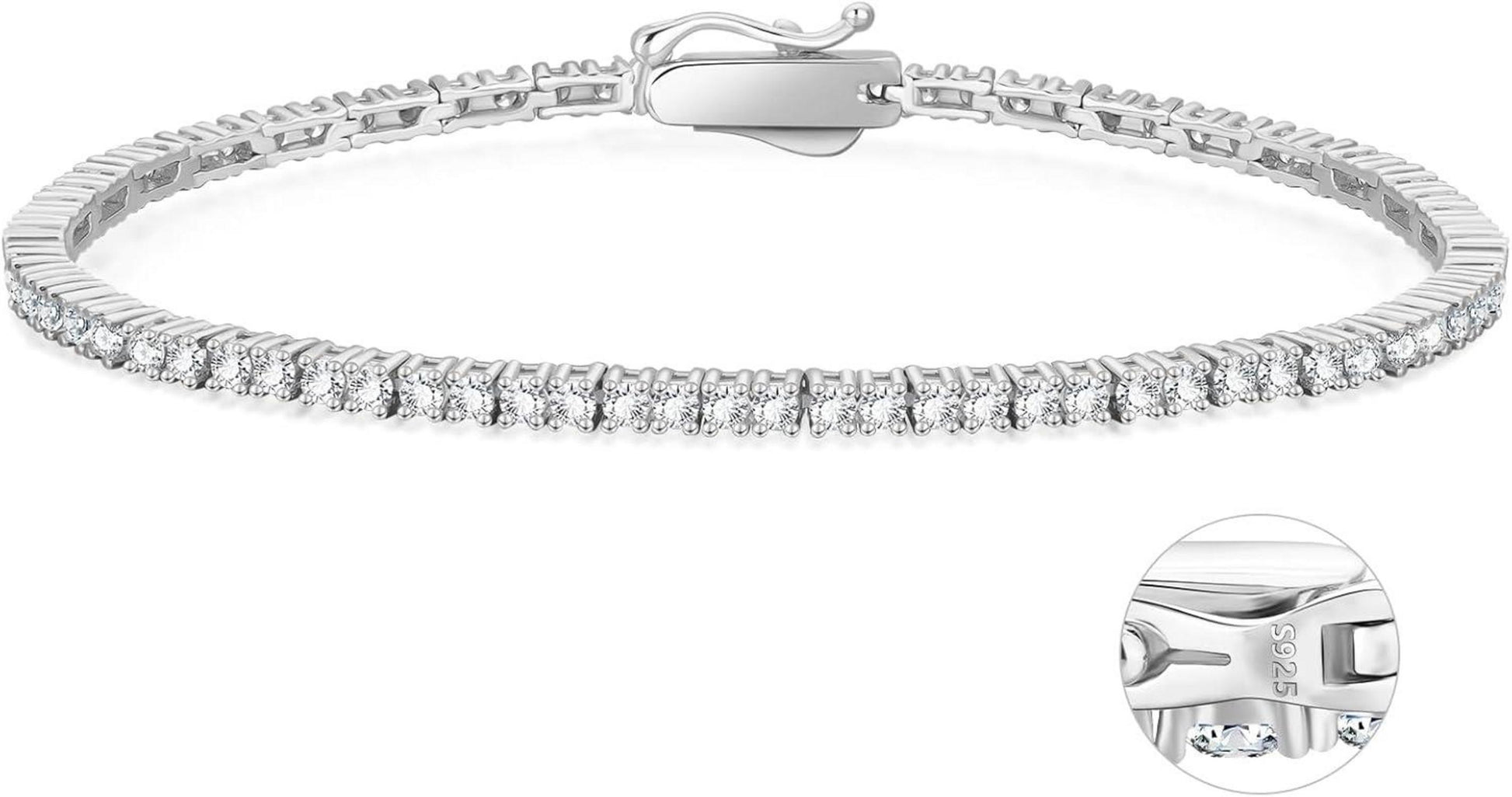 Tennisarmband Silber 925 Zirkonia Kristall Armband Iced Out 19cm 2mm
