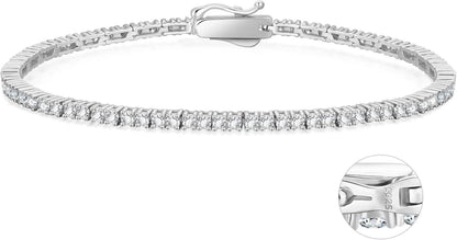 Tennisarmband Silber 925 Zirkonia Kristall Armband Iced Out 19cm 2mm
