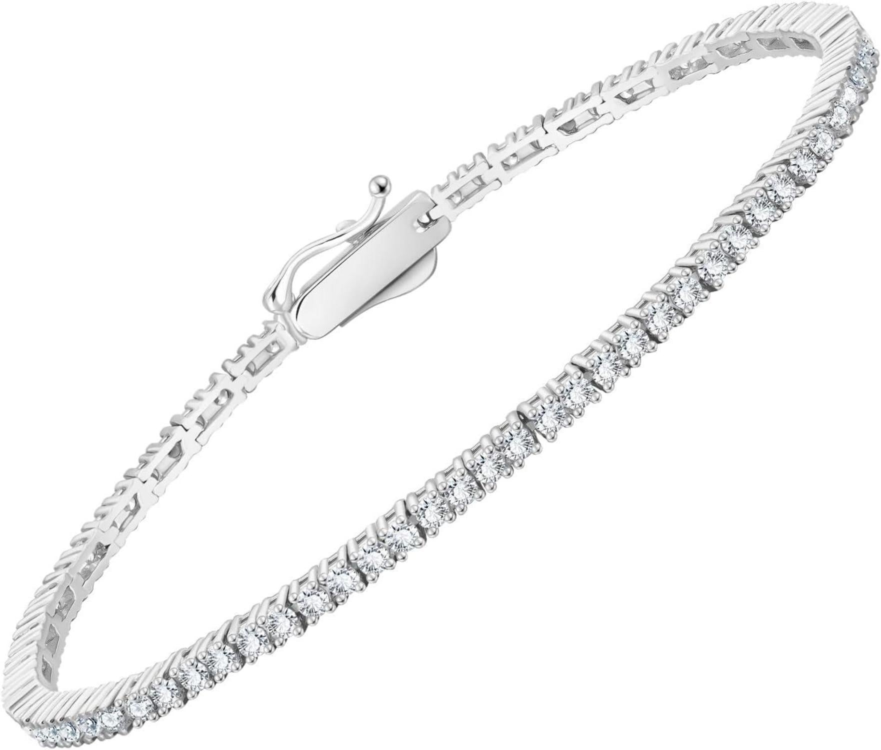 KRKC&CO Tennisarmband Silber 925 Damen Zirkonia Kristall Armband Iced Out 19cm