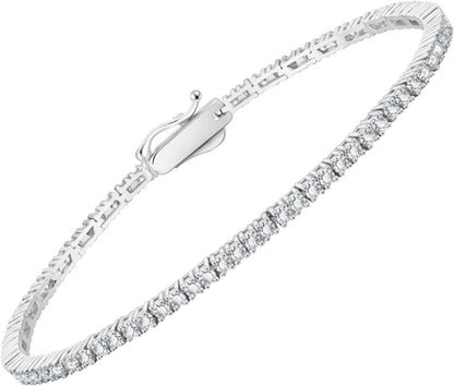 KRKC&CO Tennisarmband Silber 925 Damen Zirkonia Kristall Armband Iced Out 19cm