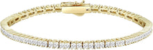 Zirkonia Tennisarmband 925 Silber 2mm Gold beschichtet 19cm